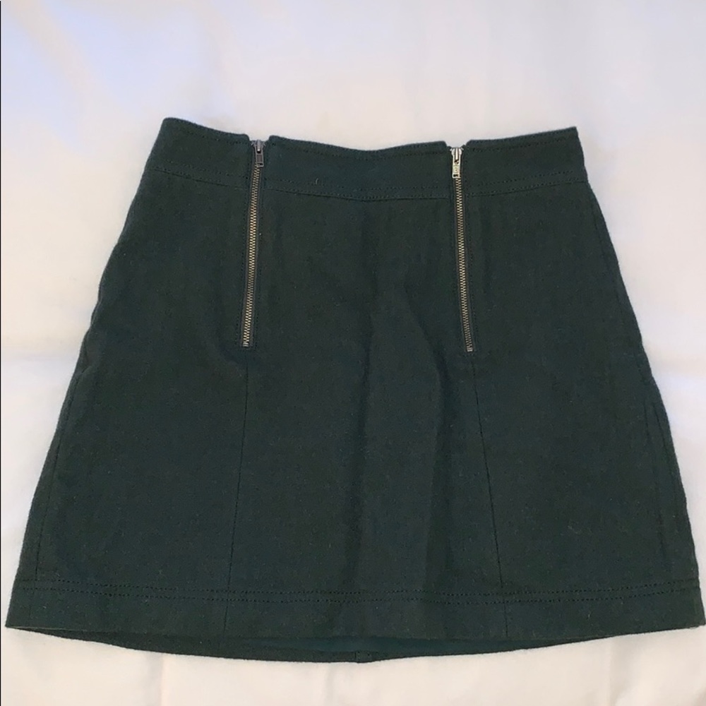 Wool Mini Skirt with Zipper Detail